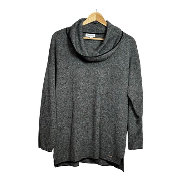 CALVIN KLEIN LONG SLEEVE GRAY COWL NECK TOP SIZE L - Picture 1 of 7